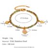 Boho kleurrijke armband - groene tinten - goud tinten hangers - dubbele armbandje - roestvrij staal - Afbeelding 6