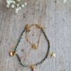 Boho kleurrijke armband - groene tinten - goud tinten hangers - dubbele armbandje - roestvrij staal - Afbeelding 4