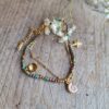 Boho kleurrijke armband - groene tinten - goud tinten hangers - dubbele armbandje - roestvrij staal - Afbeelding 5
