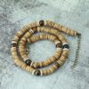 Handgemaakte edelsteen heren sieraden set - ketting en armband - bamboe en Tijger Oog 2st - Afbeelding 2