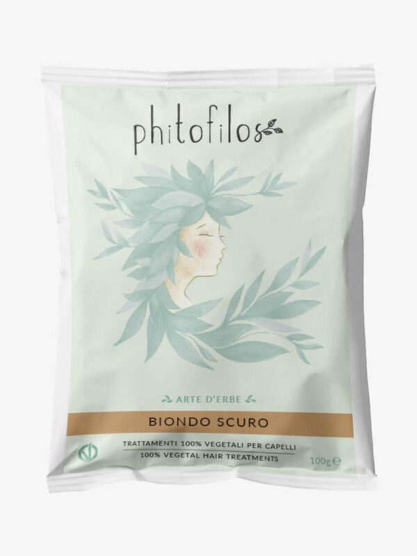 Phitofilos biologische haar henna verf poeder, DONKER BLOND kleur, 100g - Afbeelding 2