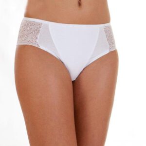 2 stuks Italiaanse Katoenen slip voor vrouwen, WIT, hoge talie, Maat L