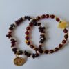 Handgemaakte dubbele edelsteen armband van rode Granaat - Rozenkwart - ruwe steen van Citrien 2st - Afbeelding 2