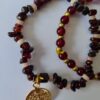 Handgemaakte dubbele edelsteen armband van rode Granaat - Rozenkwart - ruwe steen van Citrien 2st - Afbeelding 3