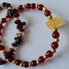 Handgemaakte dubbele edelsteen armband van rode Granaat - Rozenkwart - ruwe steen van Citrien 2st - Afbeelding 4