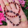 Handgemaakte dubbele edelsteen armband van rode Granaat - Rozenkwart - ruwe steen van Citrien 2st
