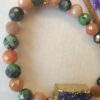 Handgemaakte edelsteen armband zonnesteen en groene aventurijn en paarse segment - Afbeelding 3