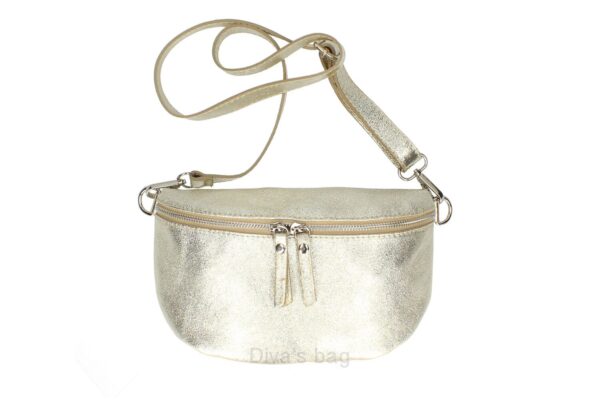 Leren heuptas in bollige look - ritssluiting - lederen etui - dikke heup band - GOUDEN kleur