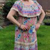 Mooi boho vintage maxi jurk met overlap met volant in ROOS kleur maat 38/40 - Afbeelding 4