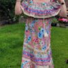 Mooi boho vintage maxi jurk met overlap met volant in ROOS kleur maat 38/40 - Afbeelding 3