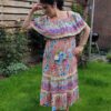 Mooi boho vintage maxi jurk met overlap met volant in ROOS kleur maat 38/40 - Afbeelding 2
