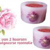 Set van 2 rozen kaarsen met Bulgaarse rozen olie en applicatie - direct in gebruik - kalmering 2x120gr