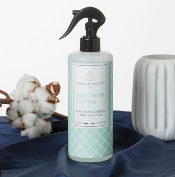 Biologische Franse Interieur Spray - Linnen spray - KATOEN FRISHEID - amandel - bloemig - muskus 500ml