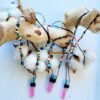 Handgemaakte Edelsteen ketting fantasie met kristaal hanger en diverse kralen - Afbeelding 2