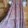 Boho zijde maxi jurk met spaghetti bandjes - elastische buste - broderie en volants - kleur ROZE- maat 38 - Afbeelding 4