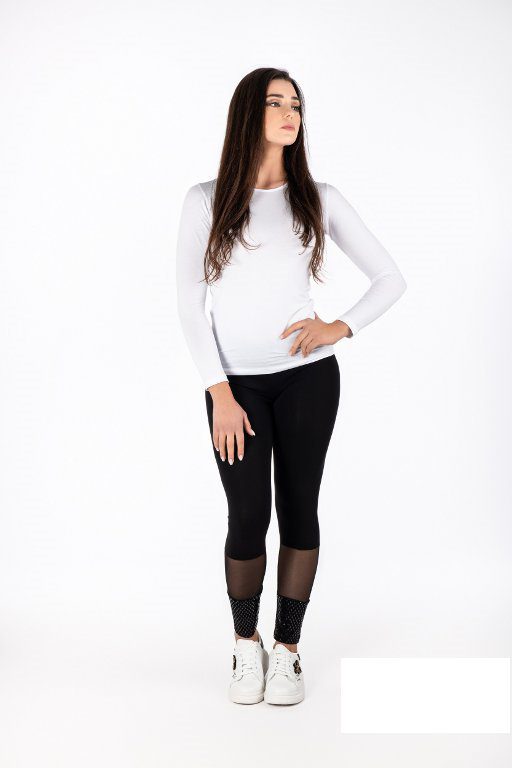 Italiaanse moderne katoenen legging met tule en pailletten voor dames maat L/XL