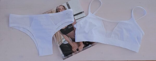 Italiaanse sport lingerie set, sport beha en slip, WIT, Maat S
