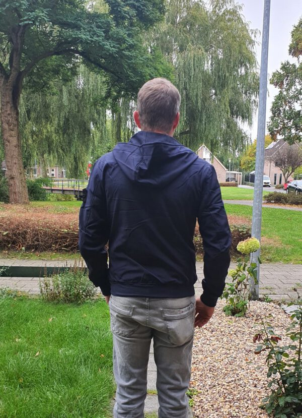 Just Key sport vest heren - regen vest met capuchon - zijzakken in BLAUW kleur maat  S/M - Afbeelding 3