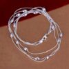 Zilver 925 sieraden set - ketting en armband - meerdere lagen 2st - Afbeelding 4