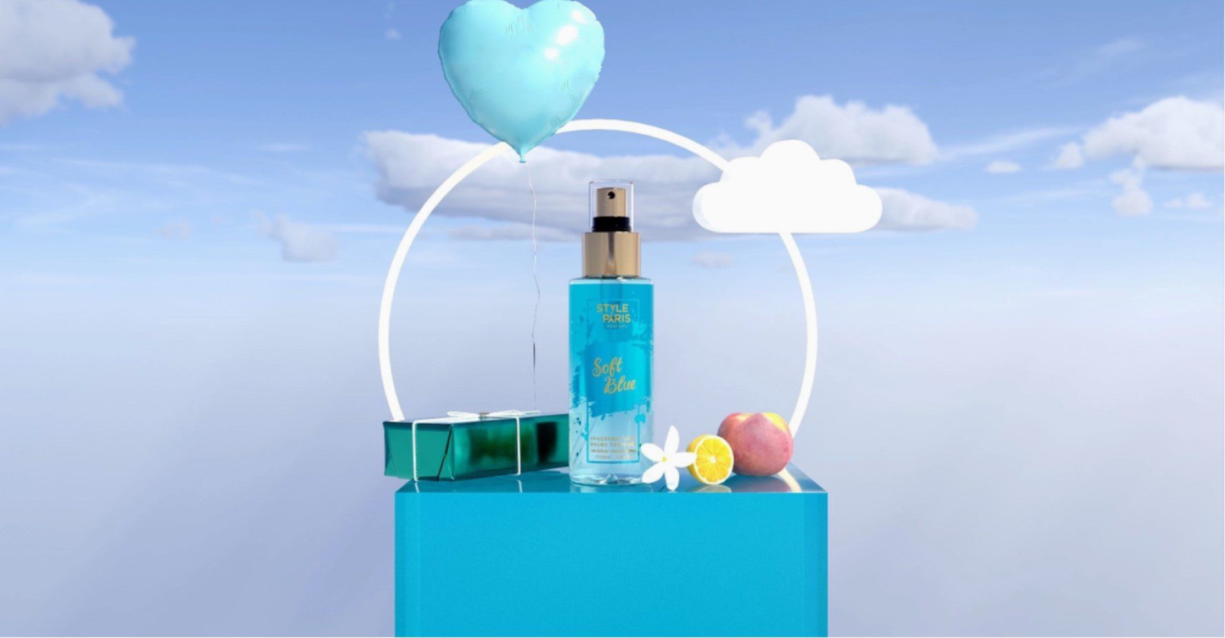 Franse dames Lichaam en Haar spray SOFT BLUE - Perzik - citroen - musk - 100ml