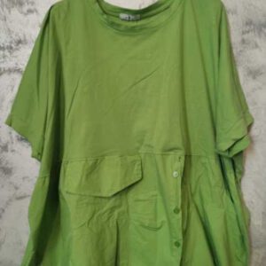 Katoenen boho dames brede top in GROEN kleur met korte mouwen maat 46/48