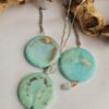 Handgemaakte ketting van Ronde Turkoois hanger - zilver ketting - massieve edelsteen