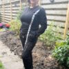 Sport pak voor dames met sporttop en lange broek - decoratie in ZWART kleur - maat 38/40 - Afbeelding 6