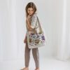 Handgemaakte linnen Opvouwbare tas - met wilde bloemen - paarse bloemen - grote voorzak - Afbeelding 2