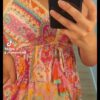 Boho vintage maxi jurk ik prachtige kleuren met elastische hoge talie en volants maat 38