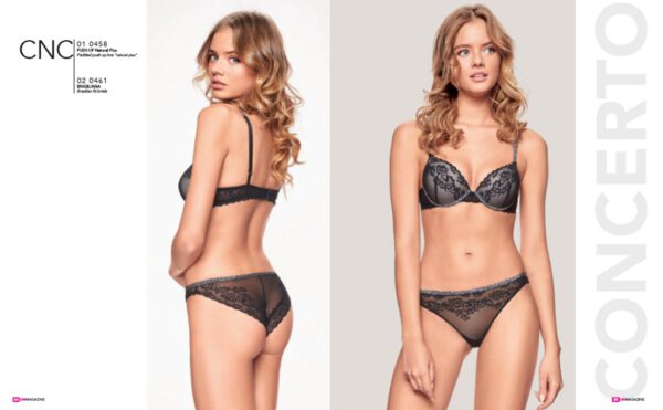 Italiaanse lingerie set in doorzichtige tule, voorgevormd beha en slip maat 80-85B